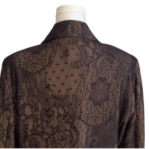 Rafaella Blazer Brown Black Lace Overlay Flap Pockets Career Jacket Size 12 - Picture 5 of 12